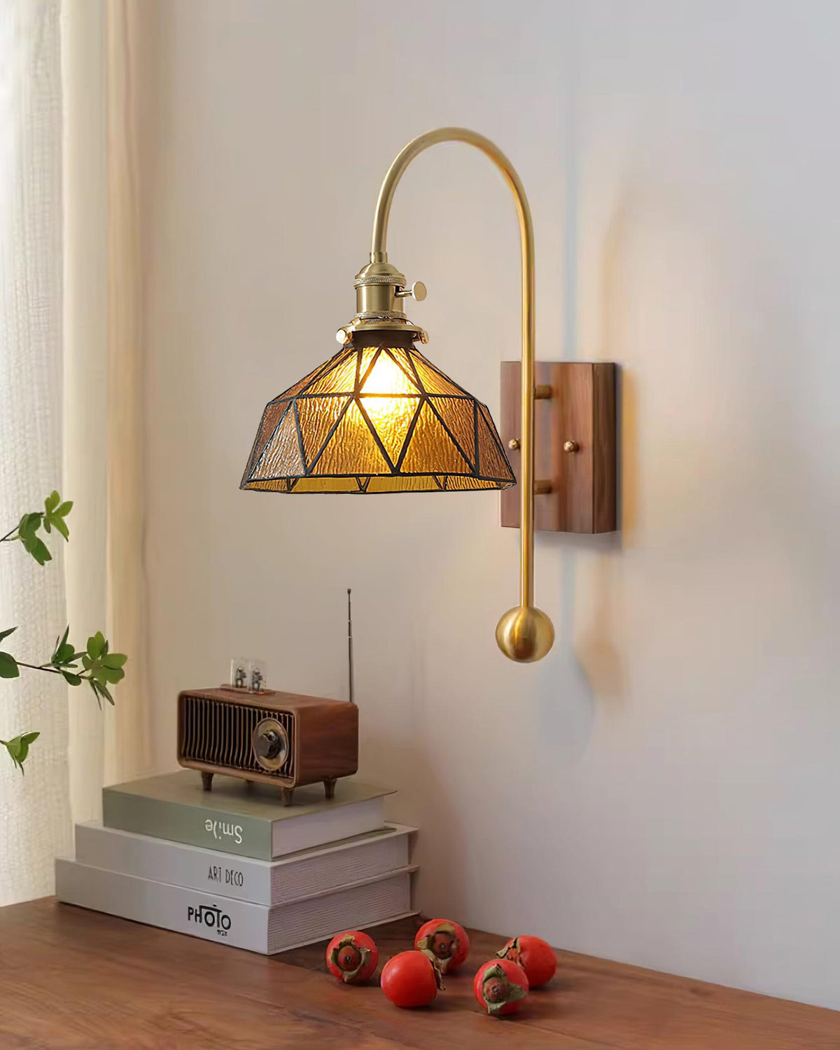 Candeeiro de parede em vitral vintage Vorelle
