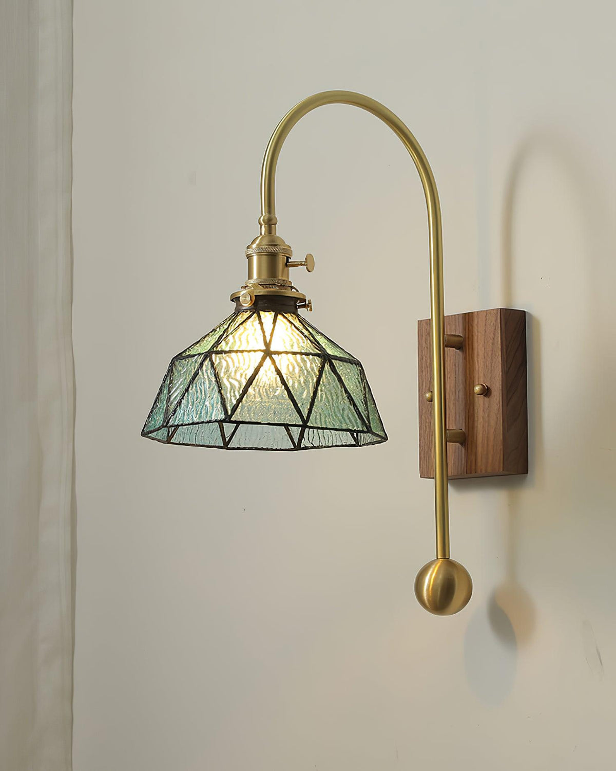Vorelle vintage-væglampe i farvet glas
