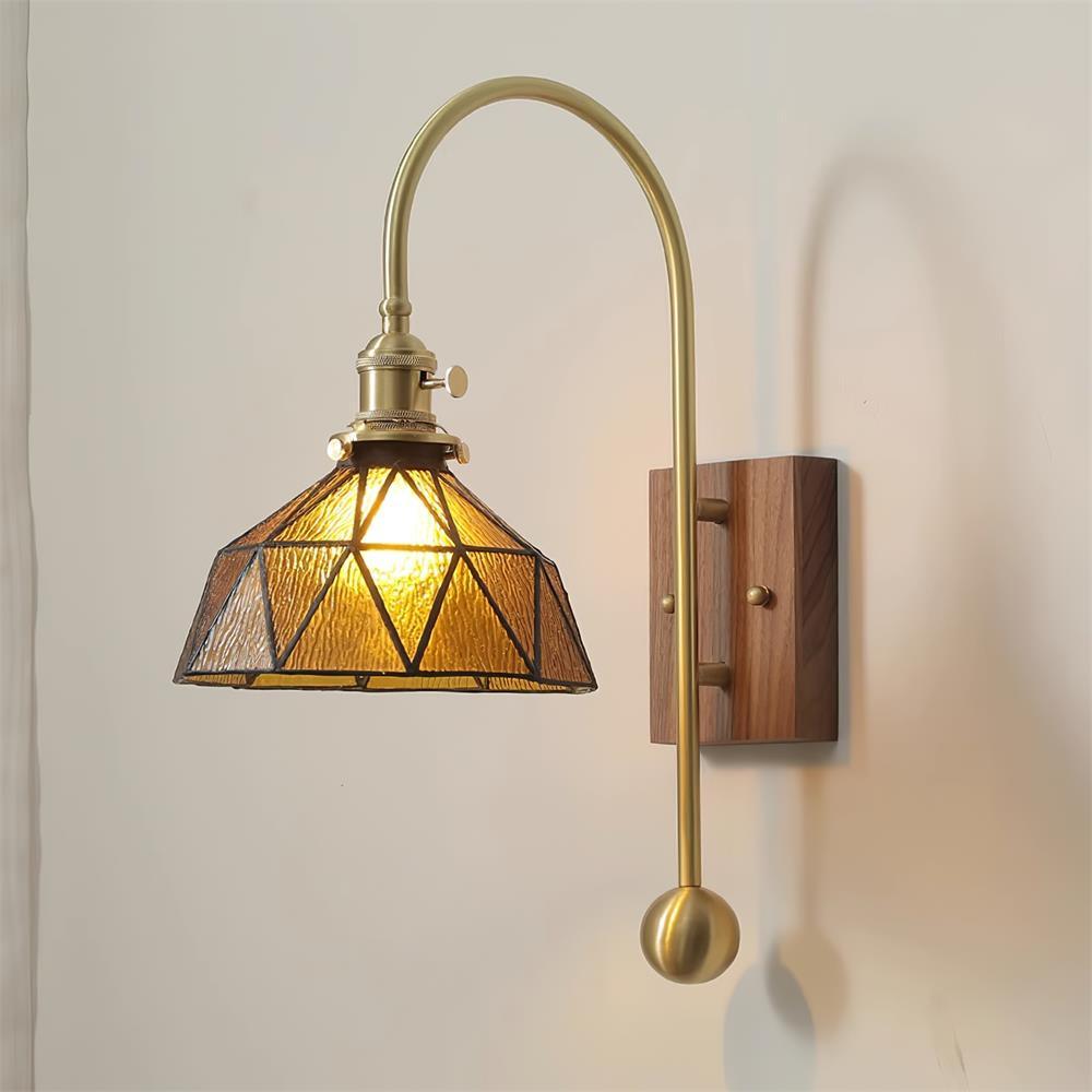 Vorelle vintage-væglampe i farvet glas