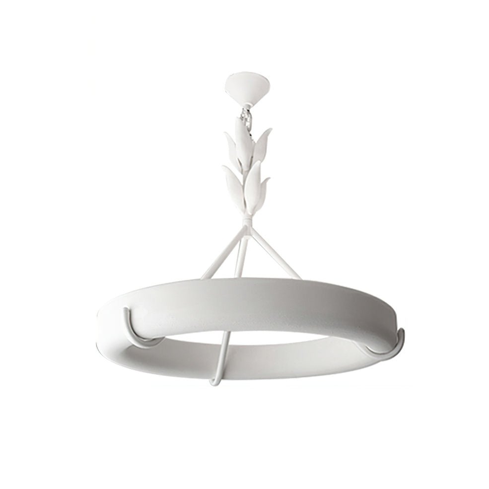 Eixor lysekrone i hvidt gips med blomstermotiv, minimalistisk
