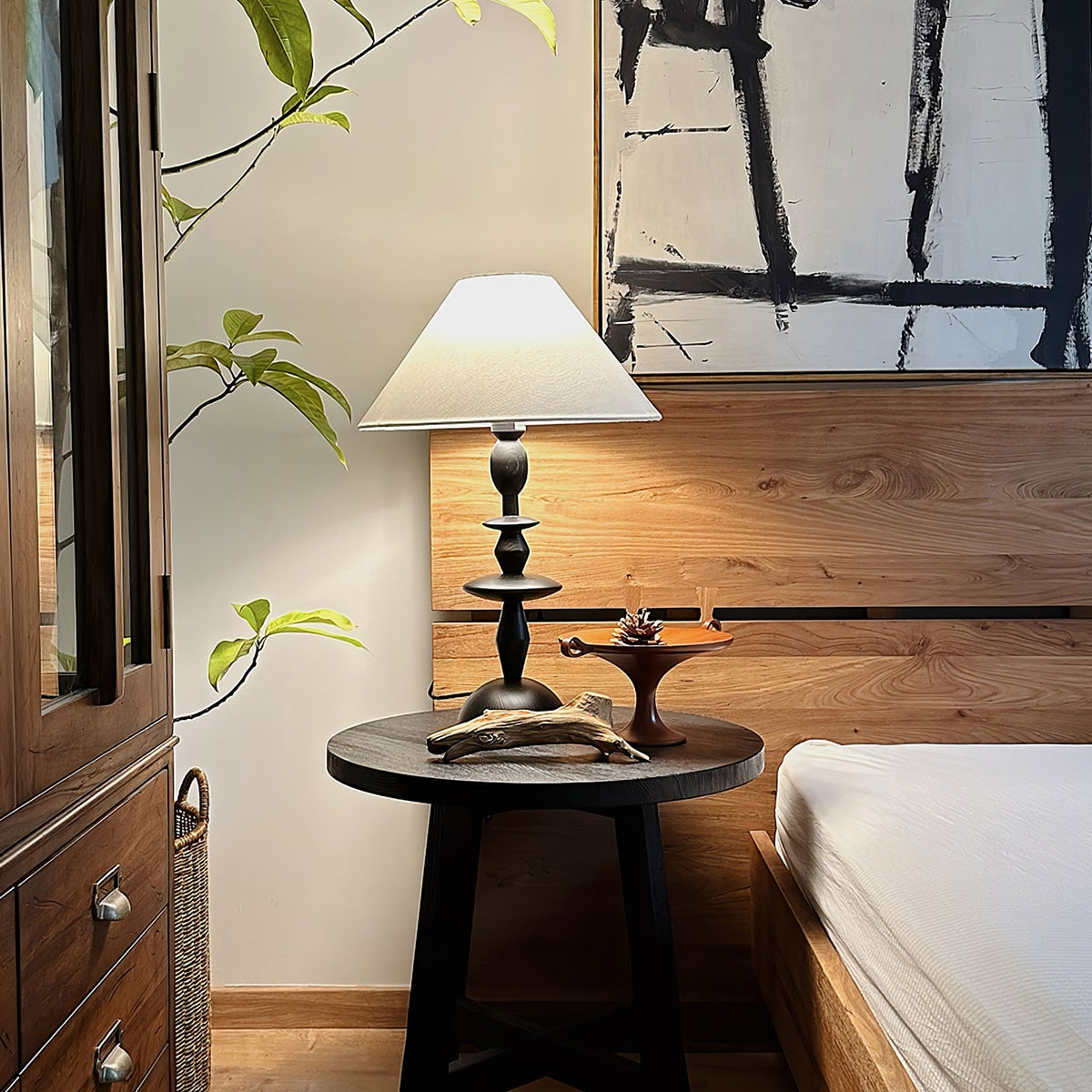 Halenir Wood Fabric Table Lamp