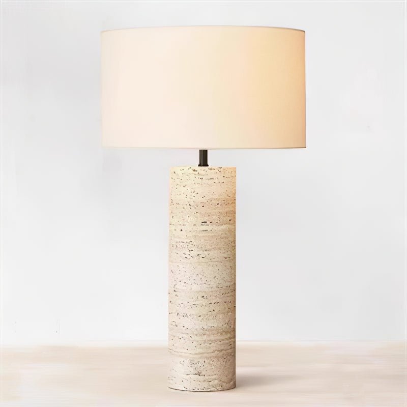 Candeeiro de mesa Tavarette com coluna de travertino