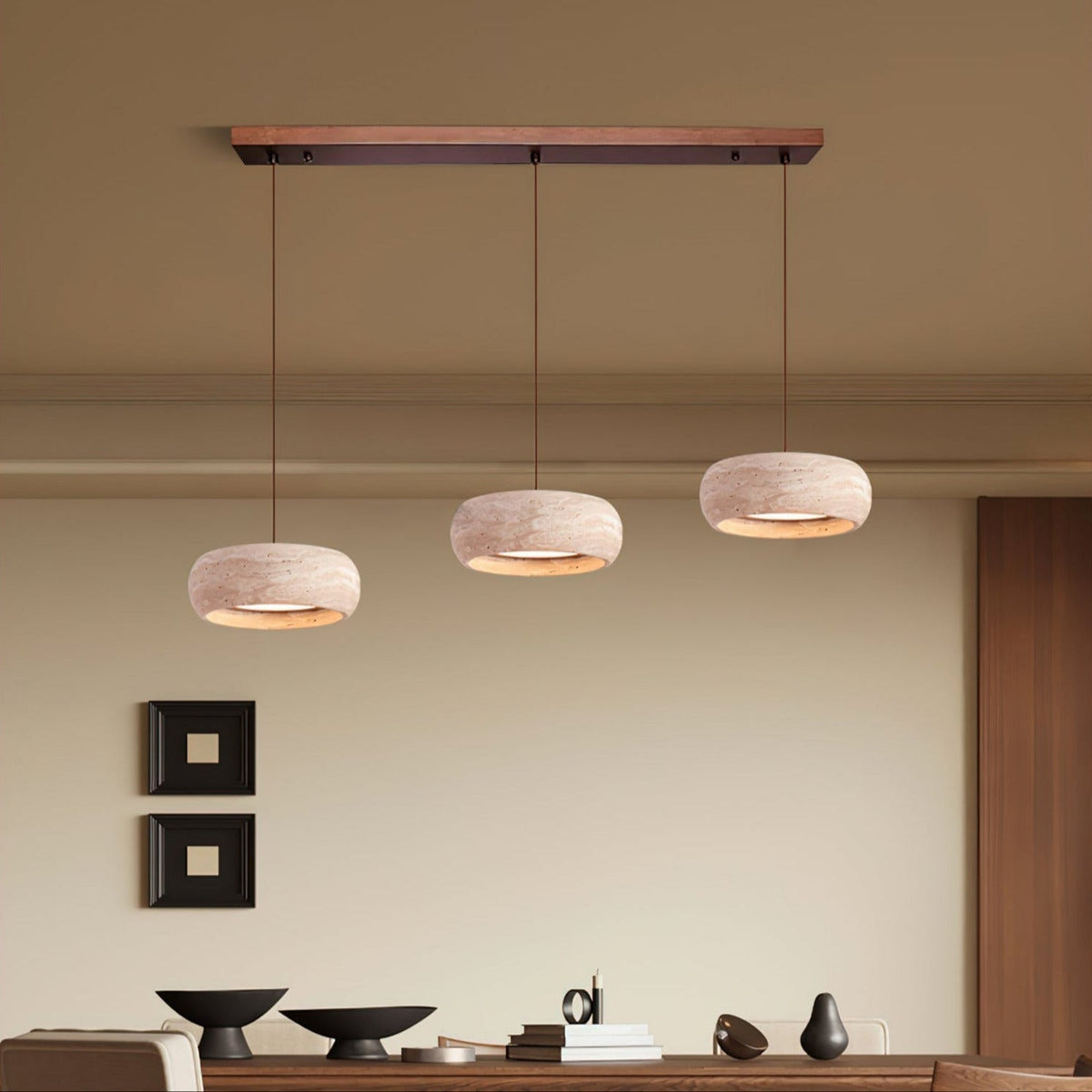 Ritta Donut-Shaped Pendant Lights Travertine