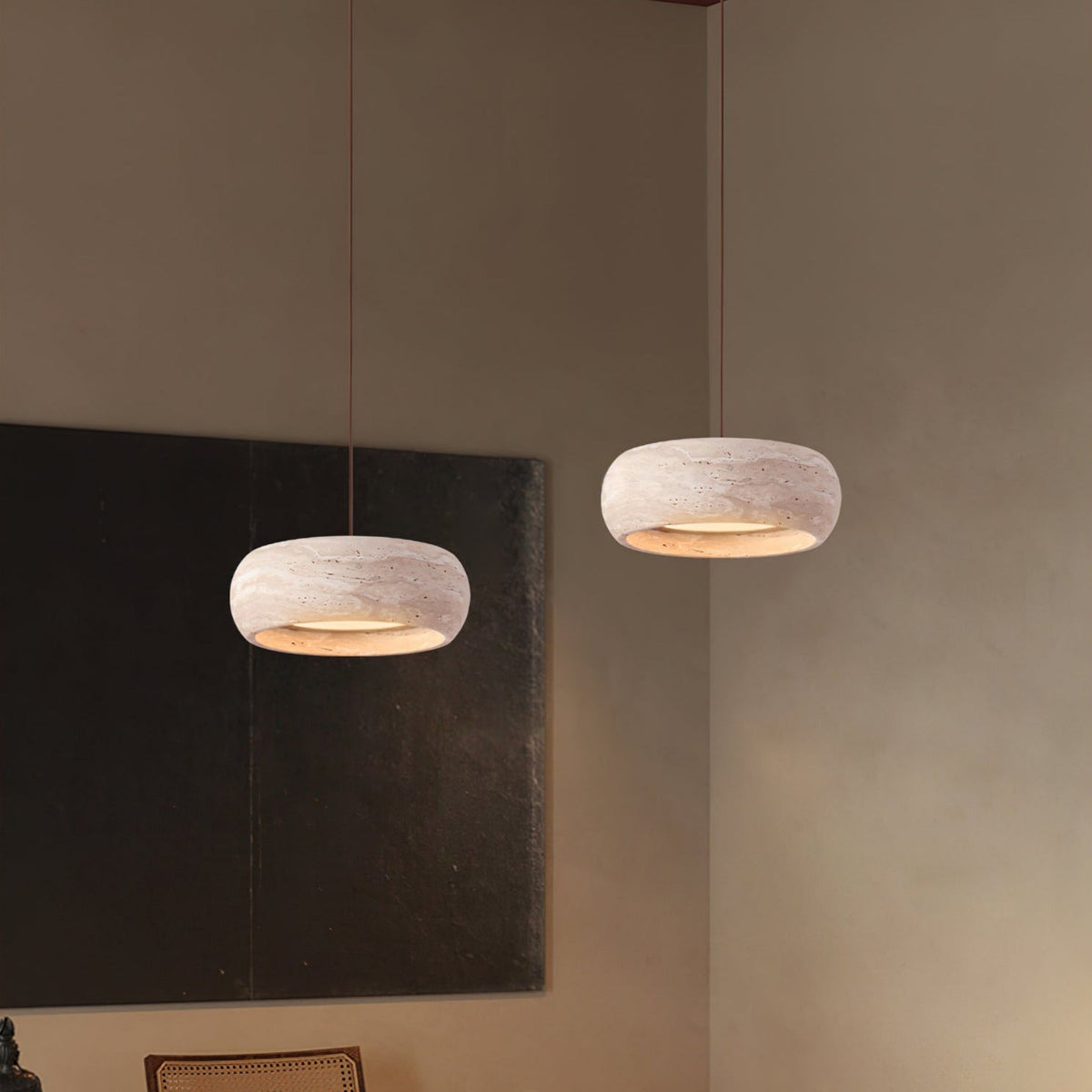 Ritta Donut-Shaped Pendant Lights Travertine