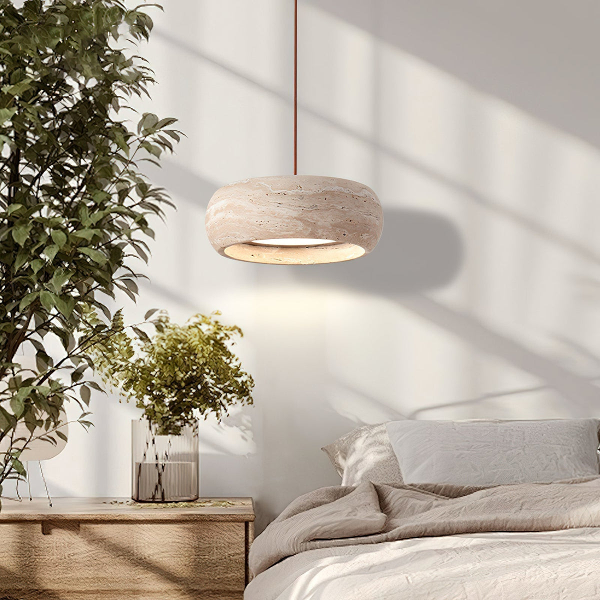 Ritta Donut-Shaped Pendant Lights Travertine