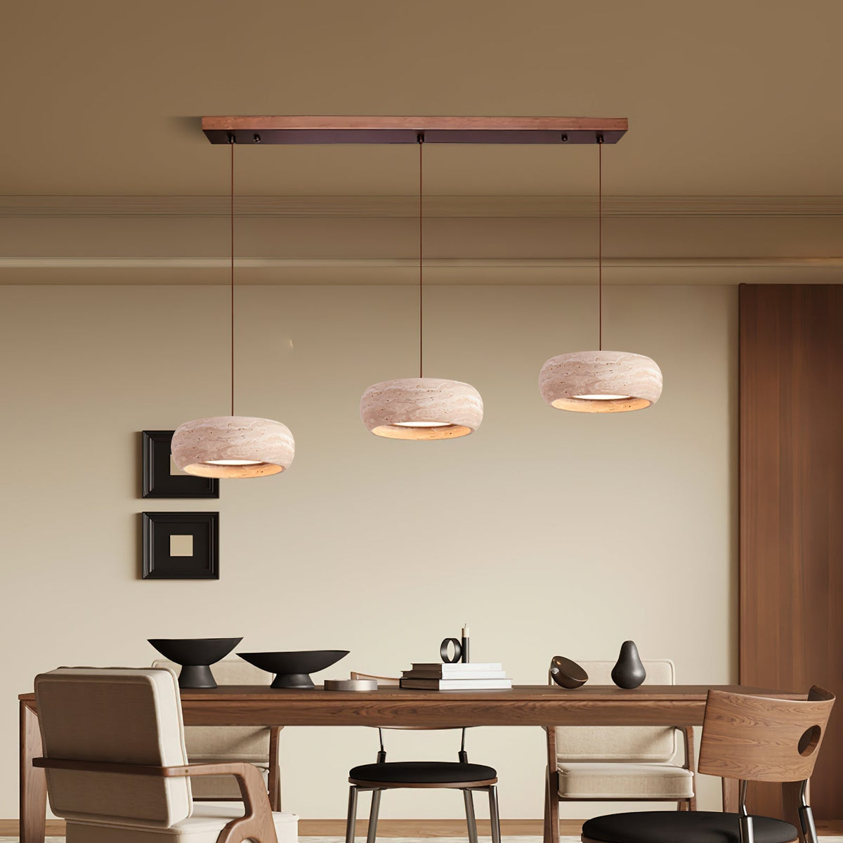 Ritta Donut-Shaped Pendant Lights Travertine