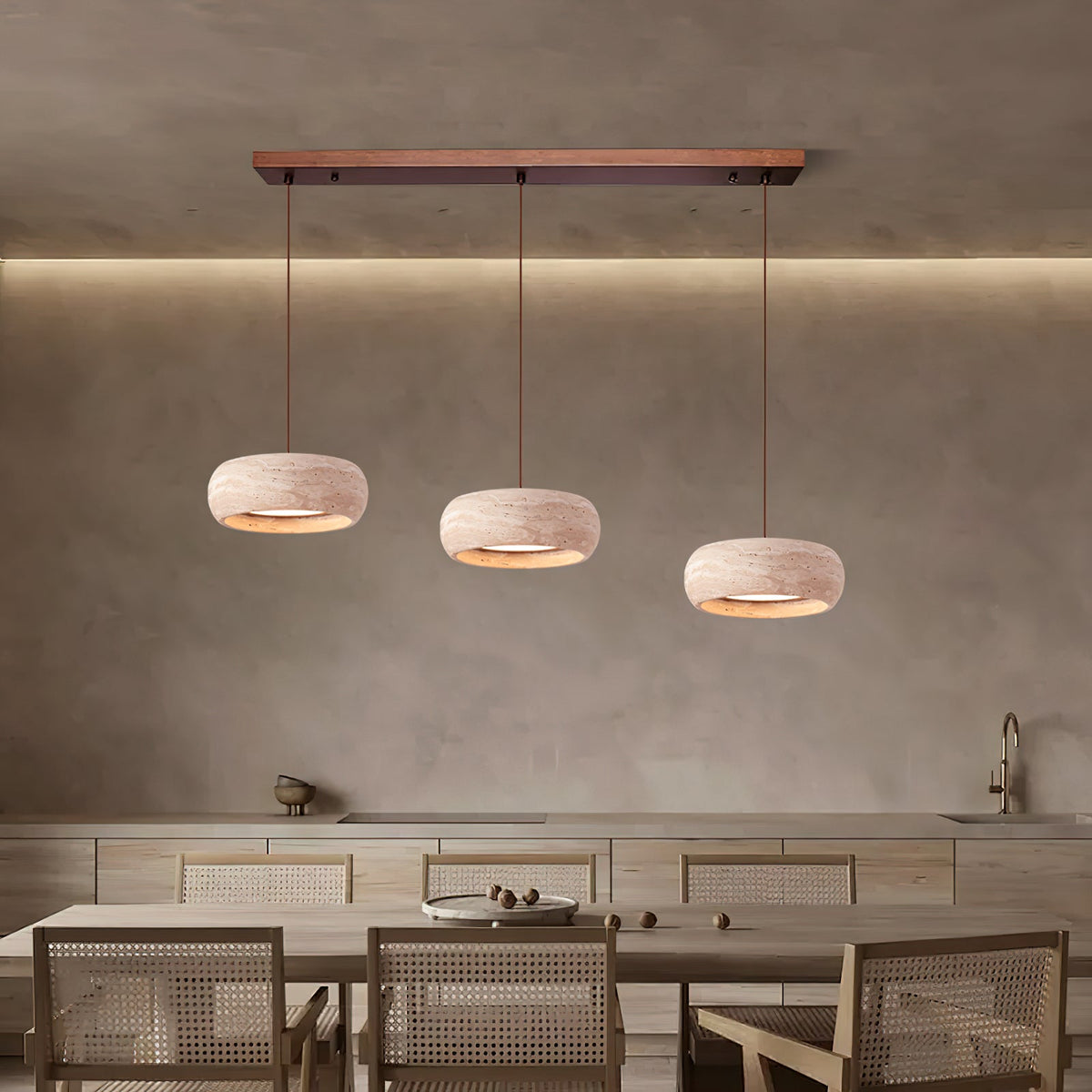 Ritta Donut-Shaped Pendant Lights Travertine