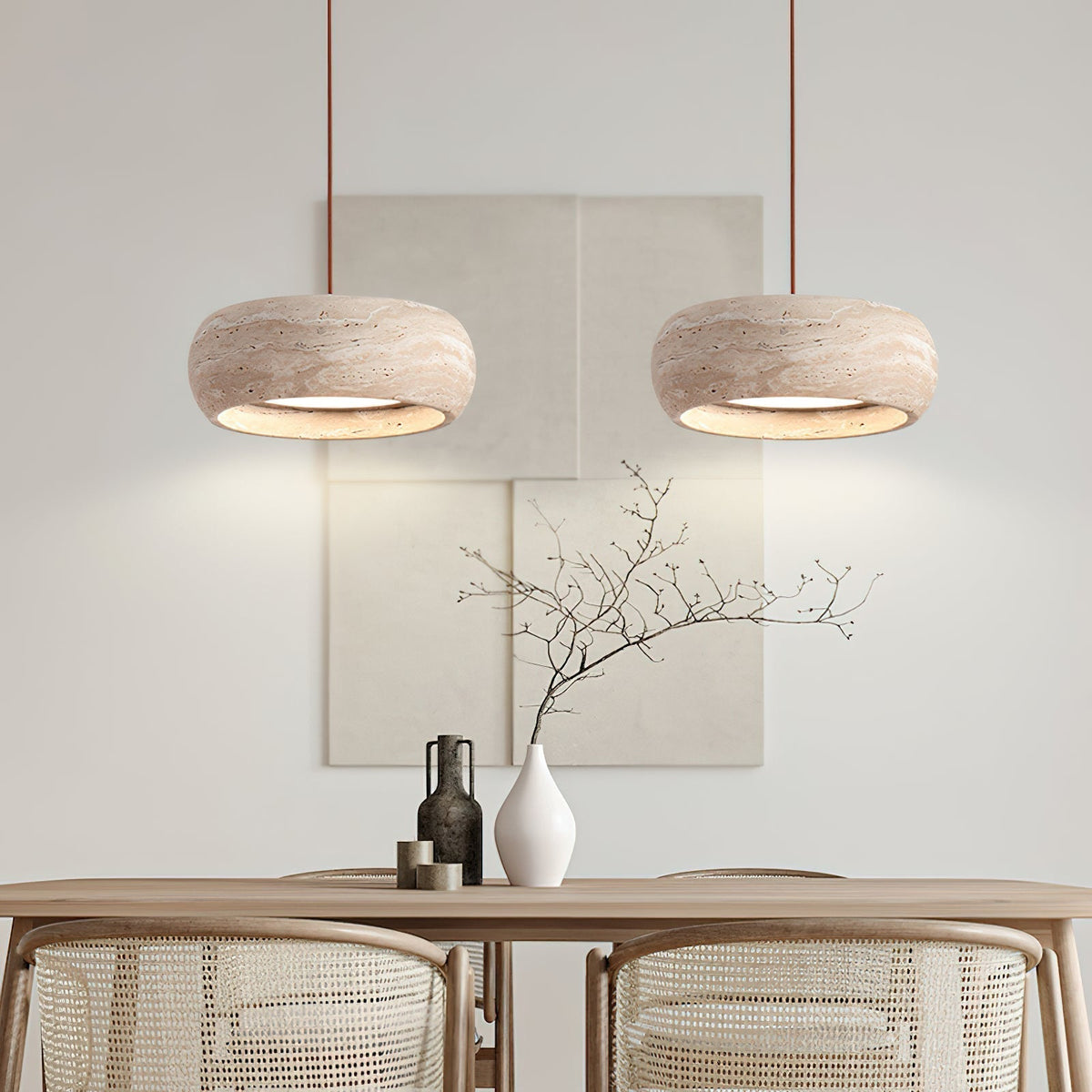 Ritta Donut-Shaped Pendant Lights Travertine