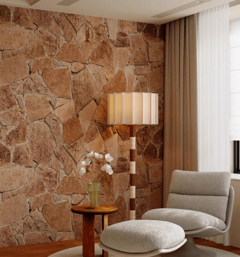 Vrys Travertine Striped Floor Lamp