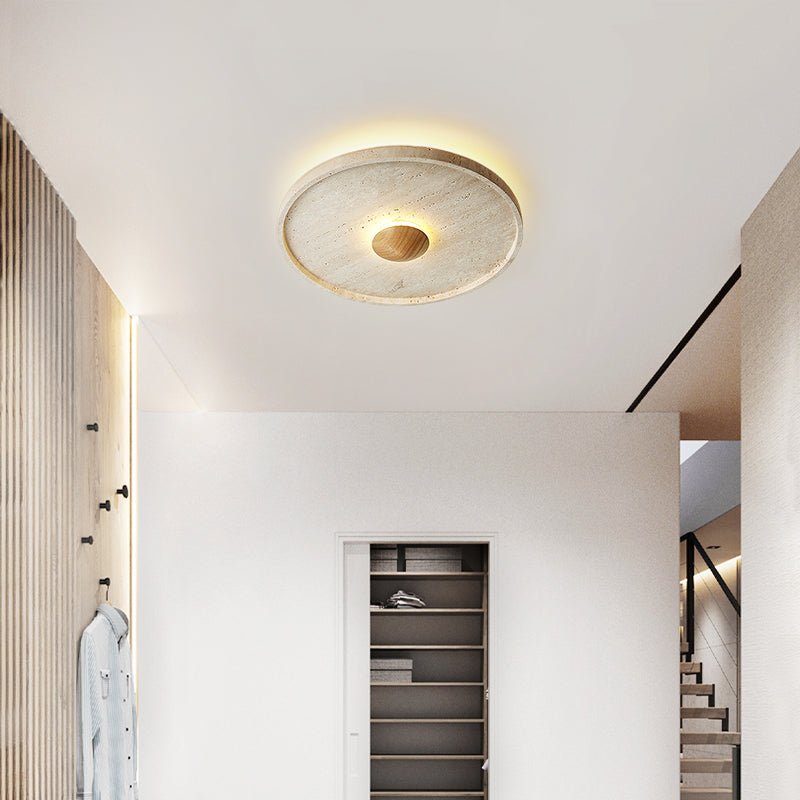 Candeeiro de teto Gino Yellow Travertine Halo e luz de parede