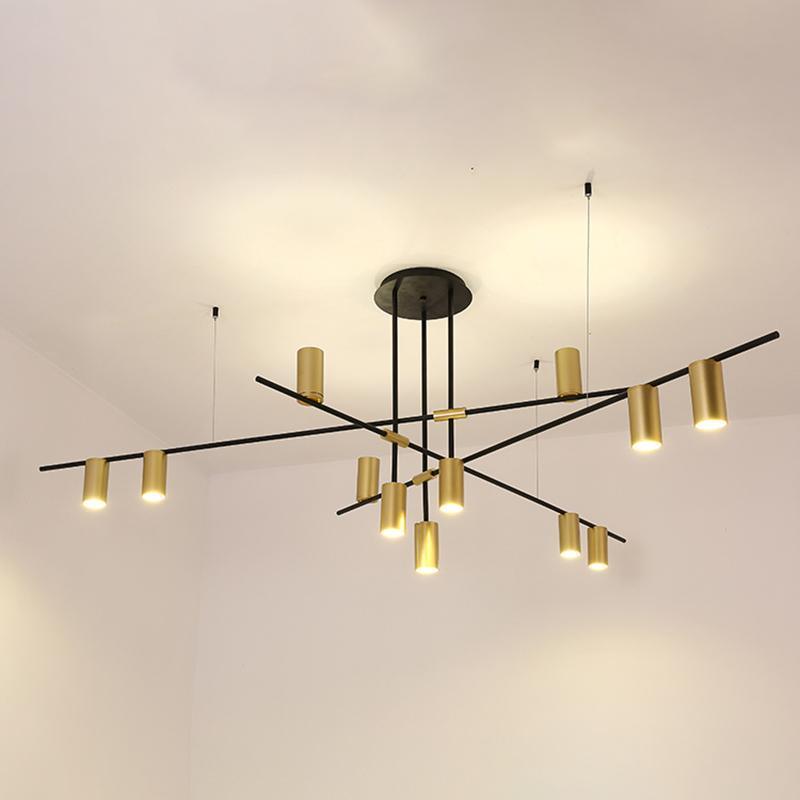 Candeeiro de teto Solenelle, cilindros lineares em latão, estilo tribal
