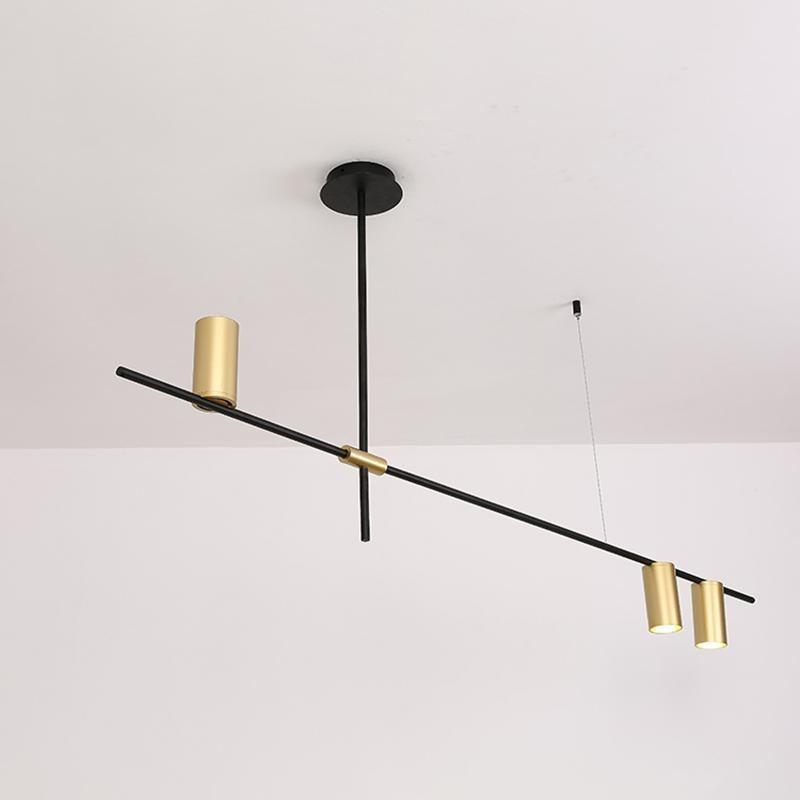 Candeeiro de teto Solenelle, cilindros lineares em latão, estilo tribal