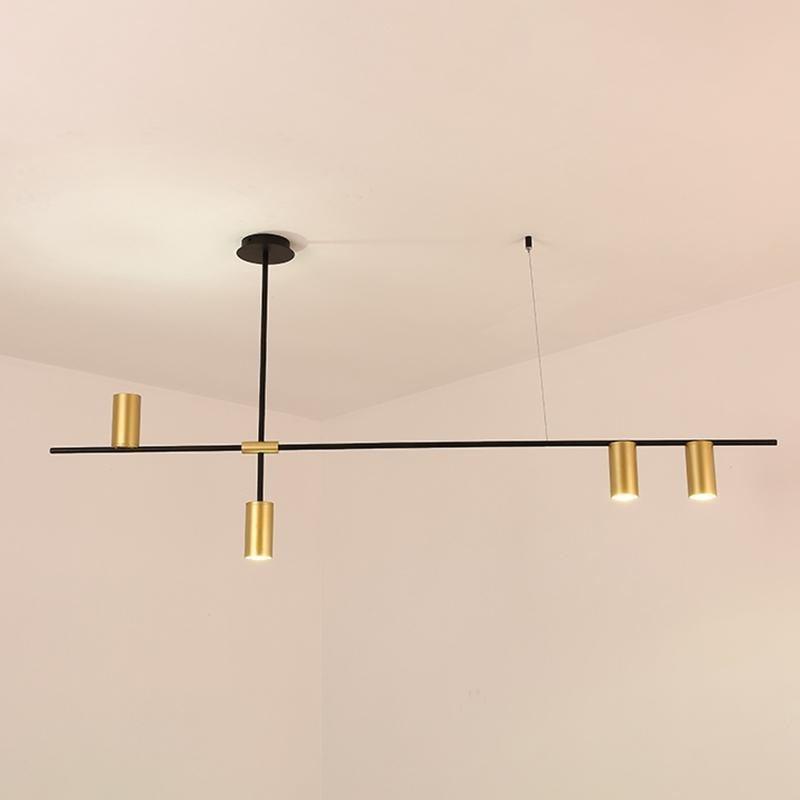 Candeeiro de teto Solenelle, cilindros lineares em latão, estilo tribal