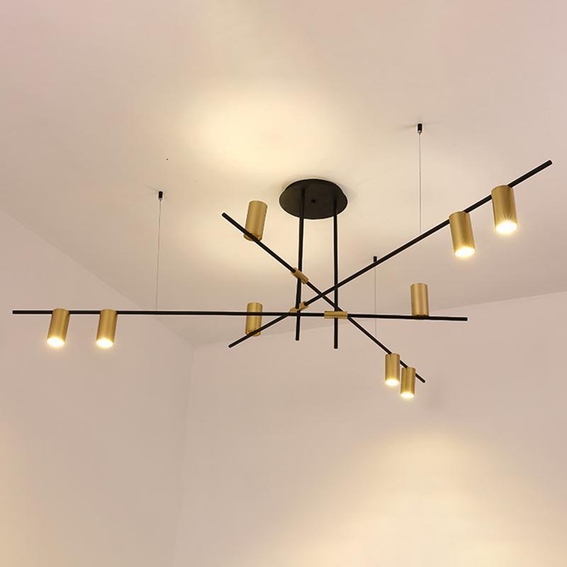 Candeeiro de teto Solenelle, cilindros lineares em latão, estilo tribal