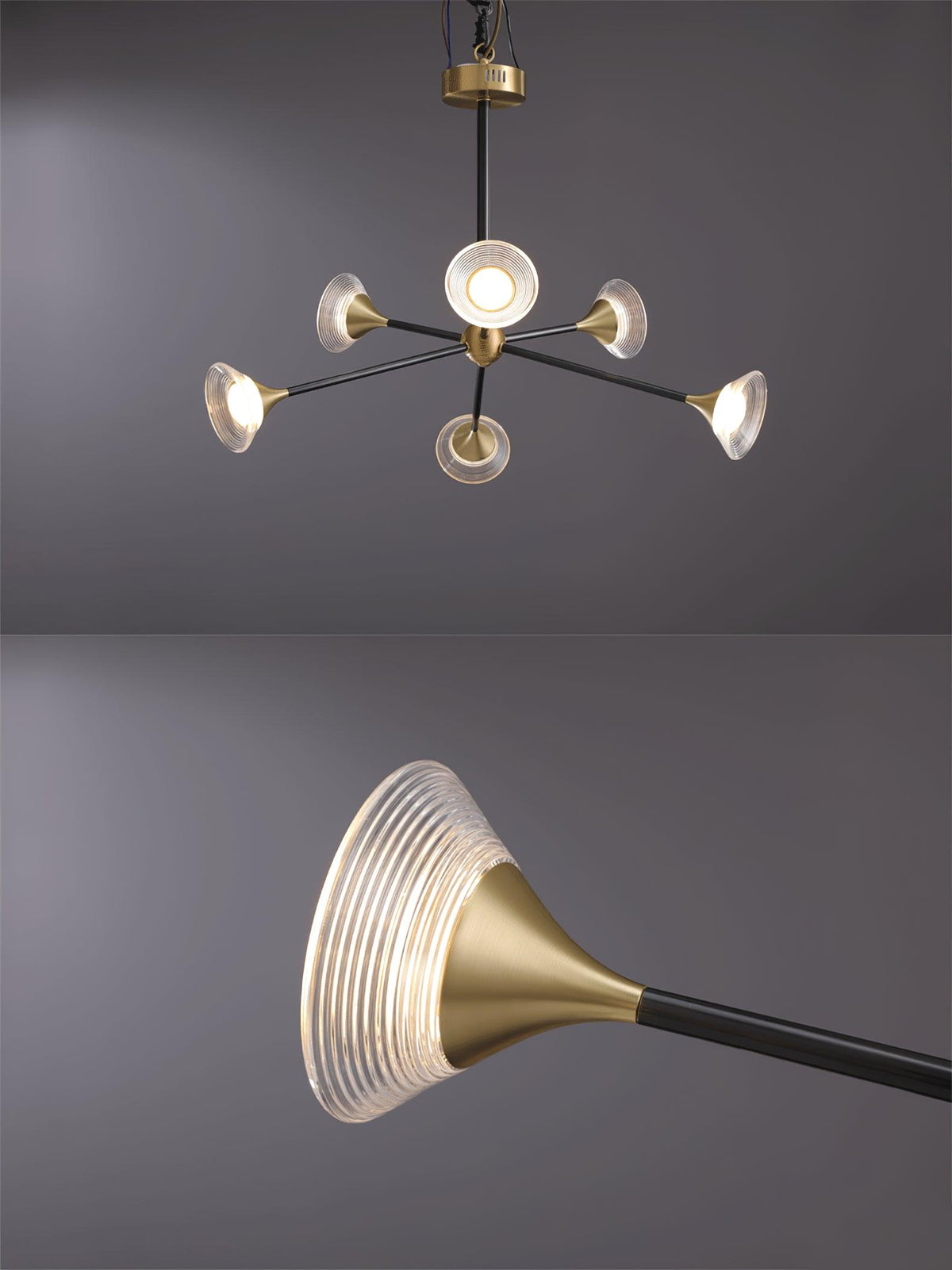 Myzoraris moderne glaslysekrone i mid-century-stil
