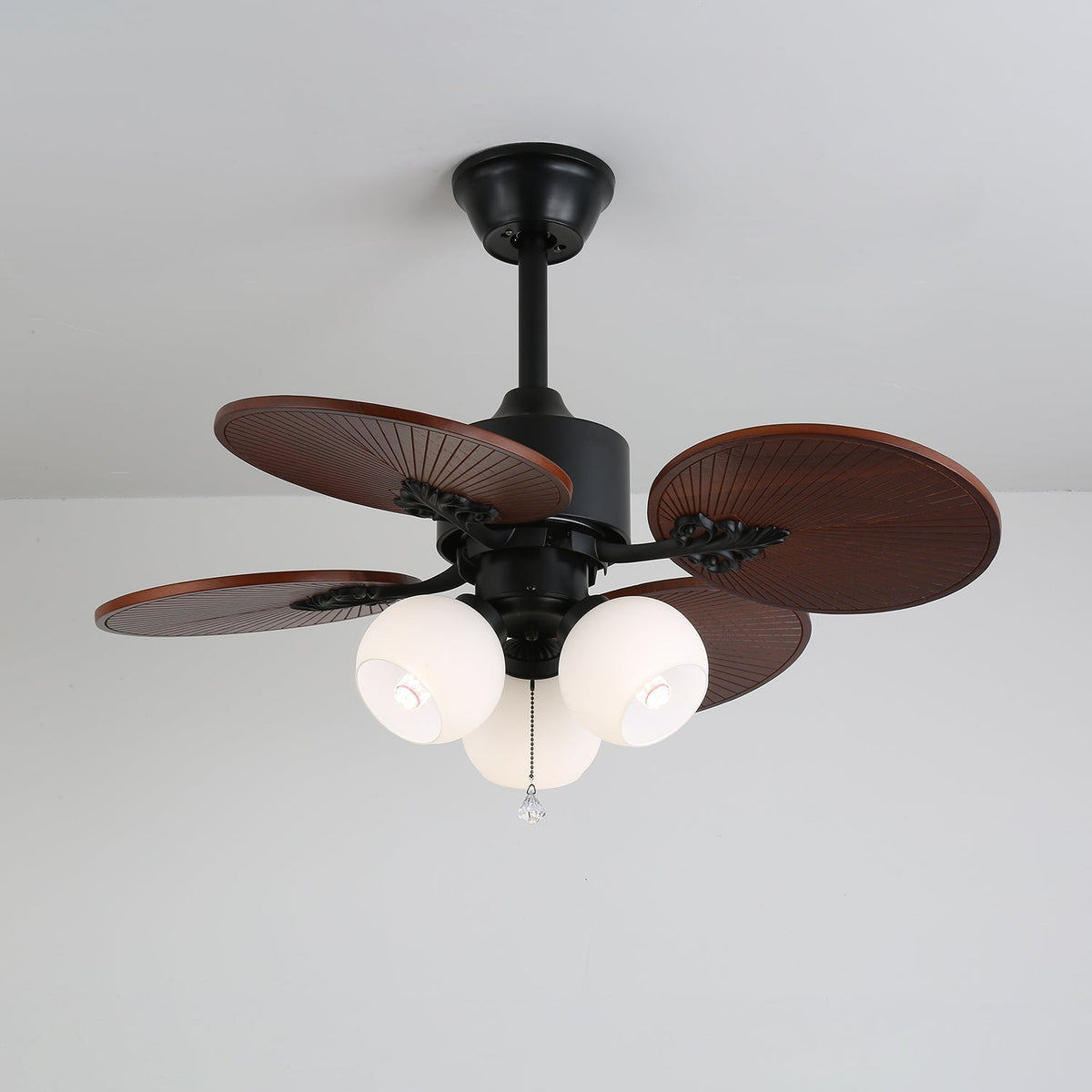 Ventoinha de teto com luz de vidro tropical Celiira
