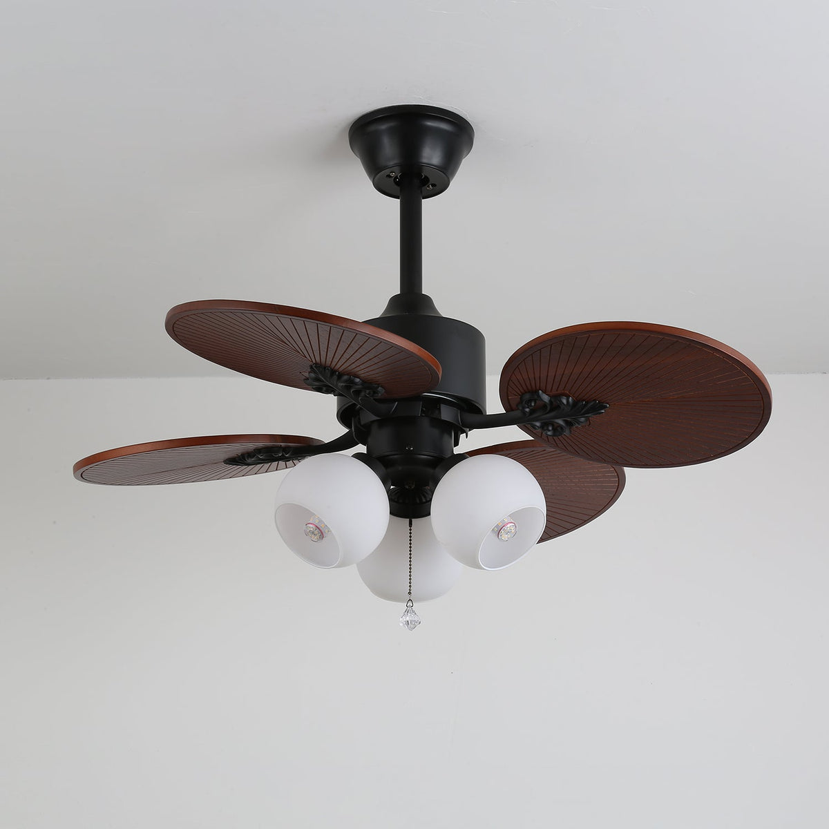 Ventoinha de teto com luz de vidro tropical Celiira