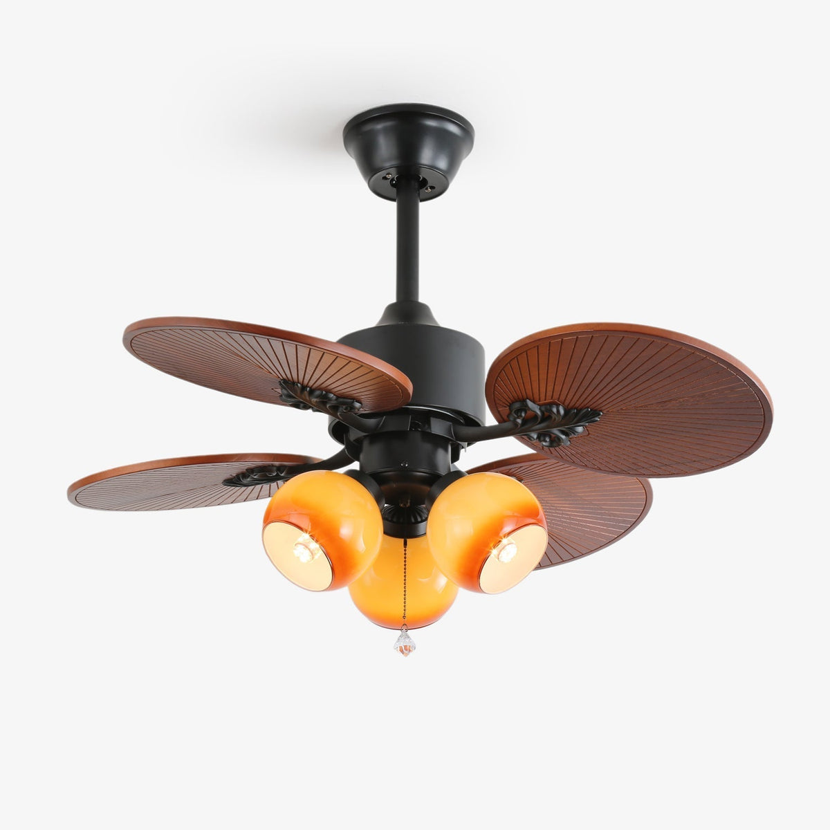 Ventoinha de teto com luz de vidro tropical Celiira