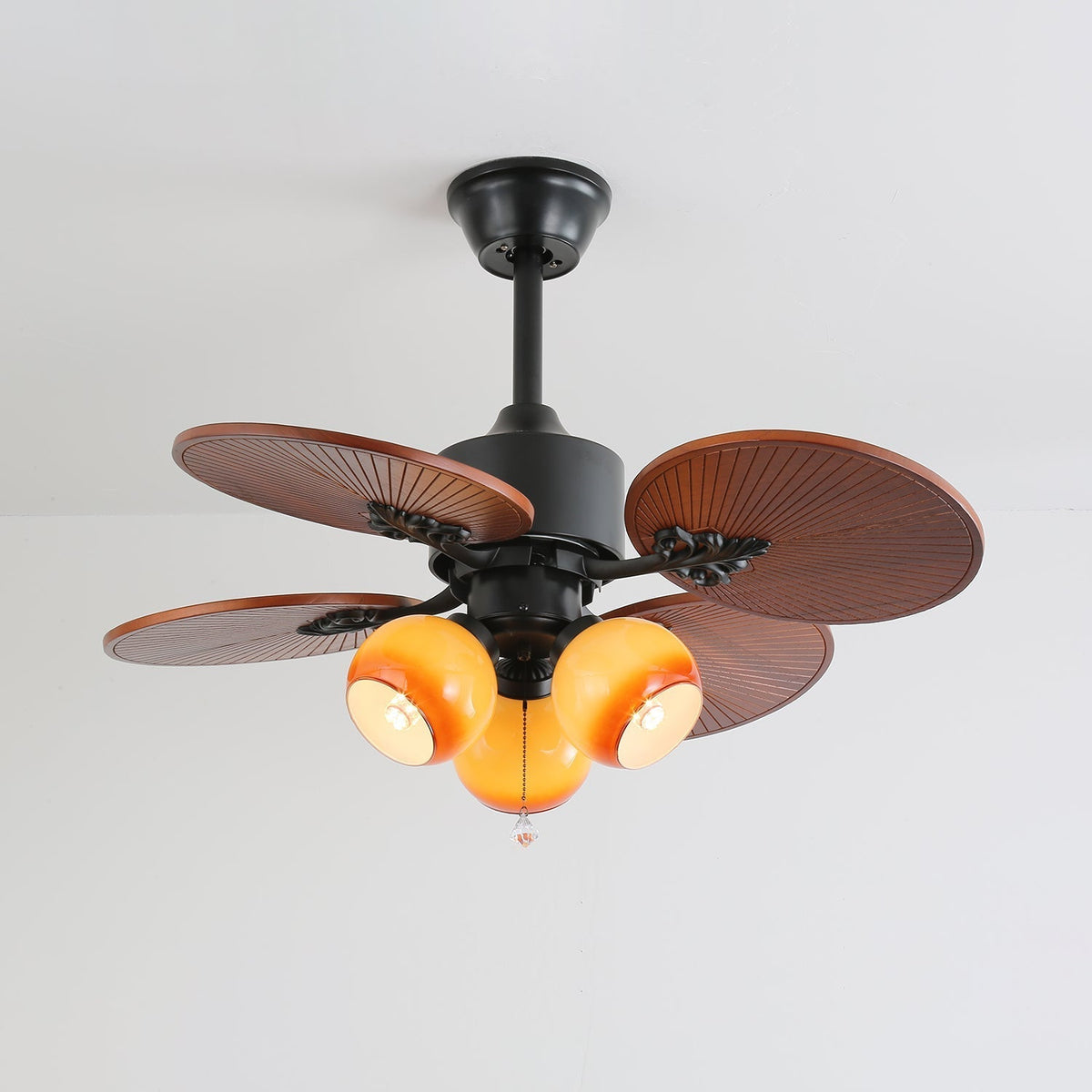 Ventoinha de teto com luz de vidro tropical Celiira
