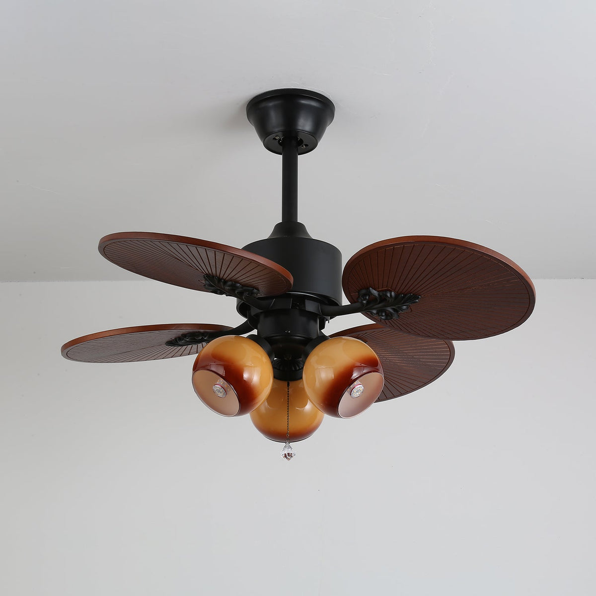 Ventoinha de teto com luz de vidro tropical Celiira