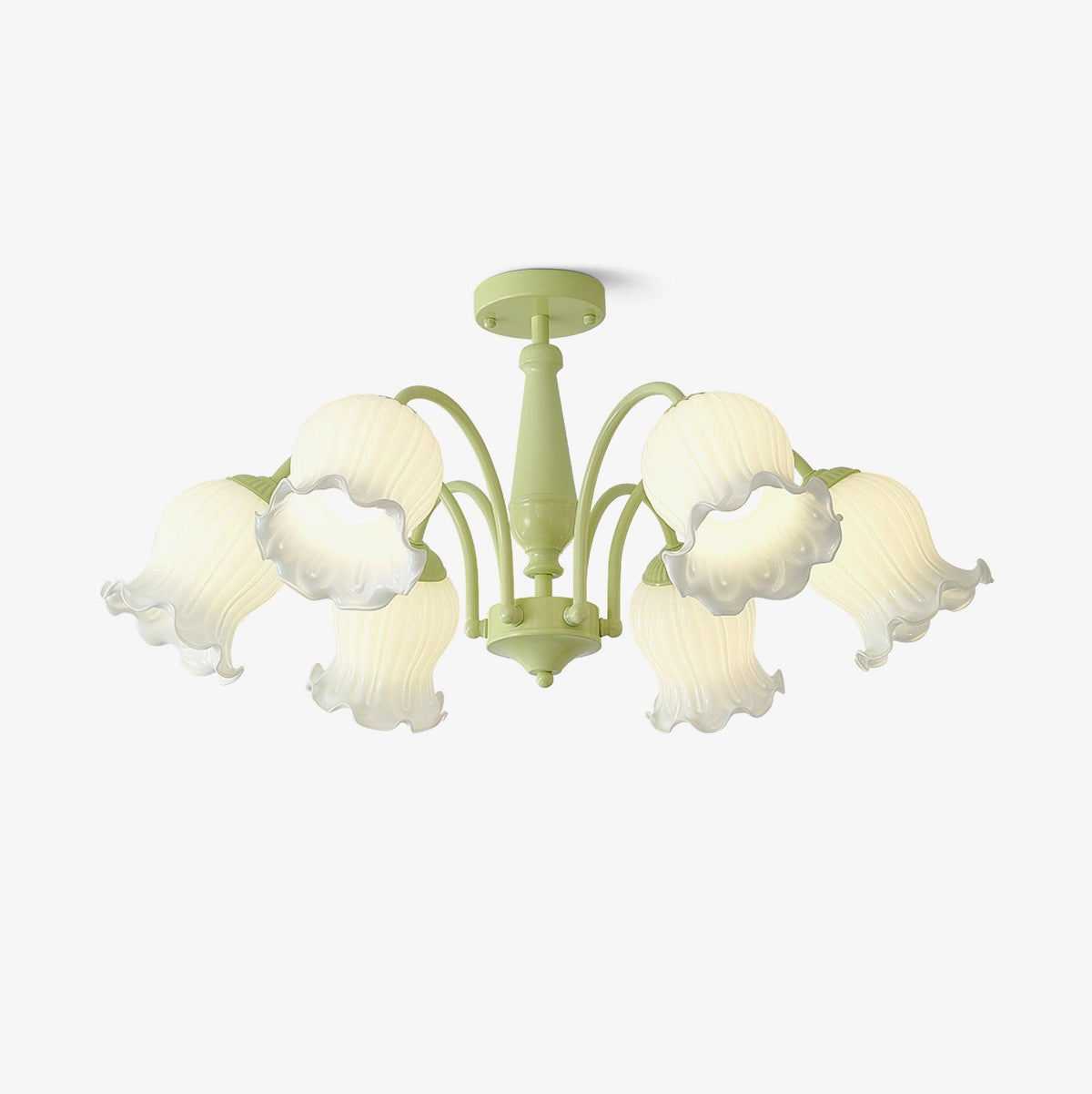 Candeeiro de teto floral Ibis Trumpet em vidro pastel