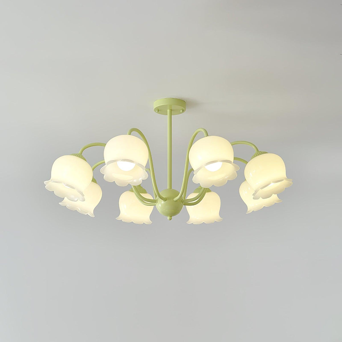 Candeeiro de teto floral Ibis Trumpet em vidro pastel