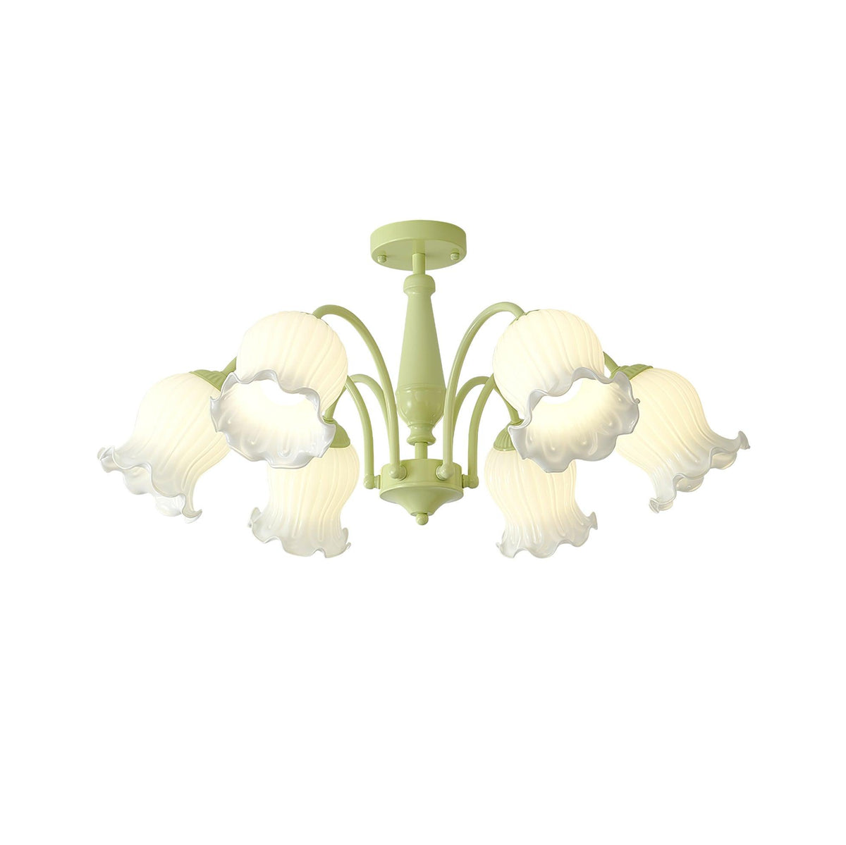 Candeeiro de teto floral Ibis Trumpet em vidro pastel
