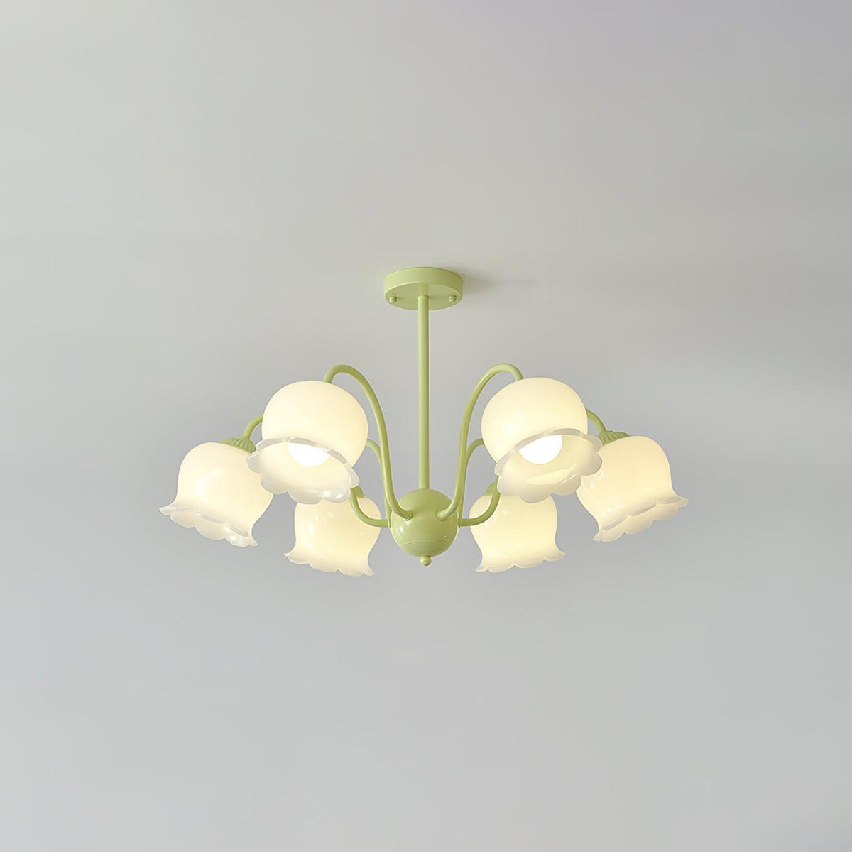 Candeeiro de teto floral Ibis Trumpet em vidro pastel