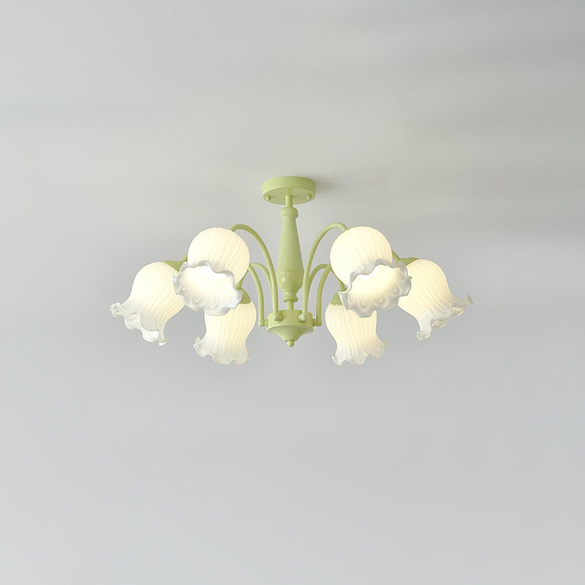 Candeeiro de teto floral Ibis Trumpet em vidro pastel