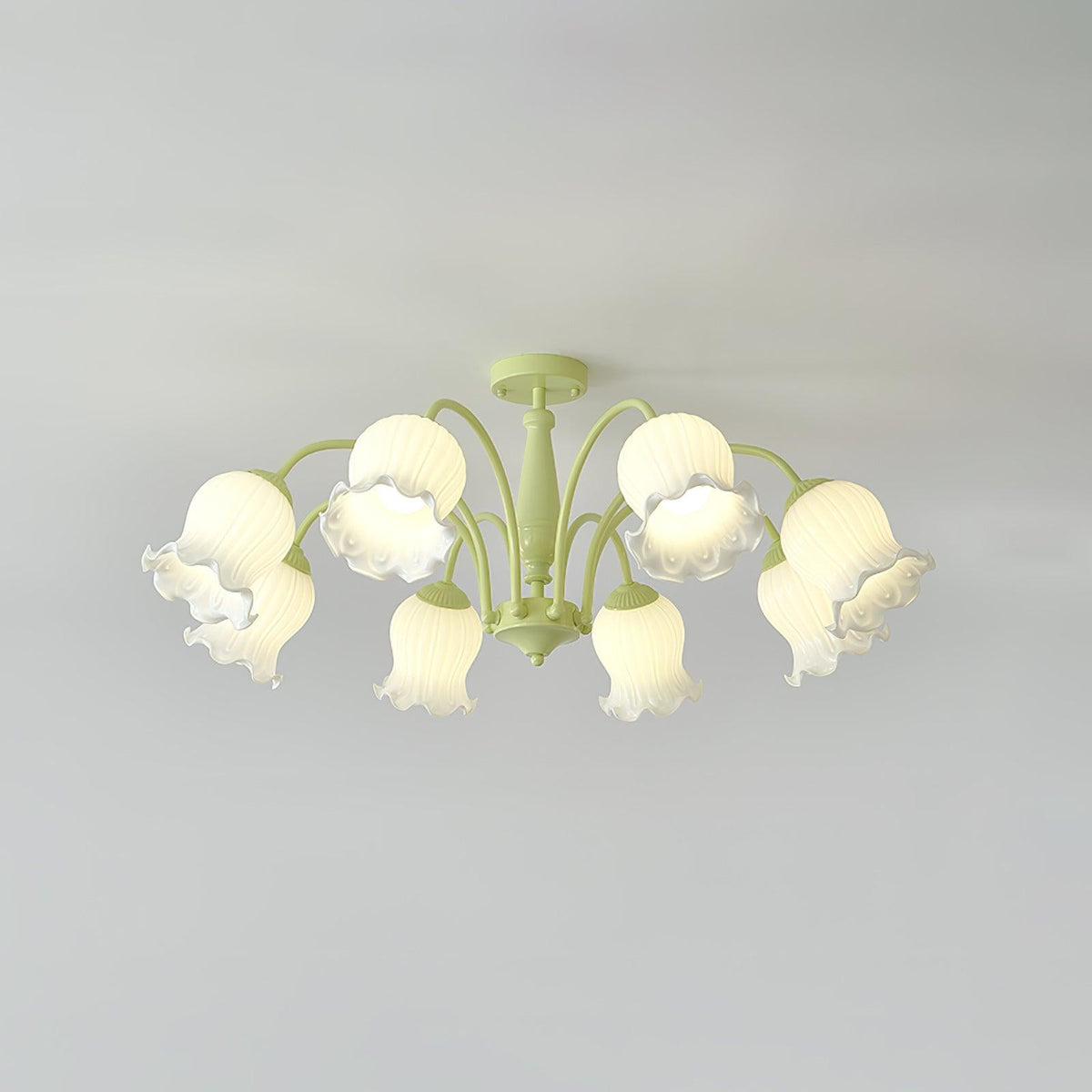 Candeeiro de teto floral Ibis Trumpet em vidro pastel