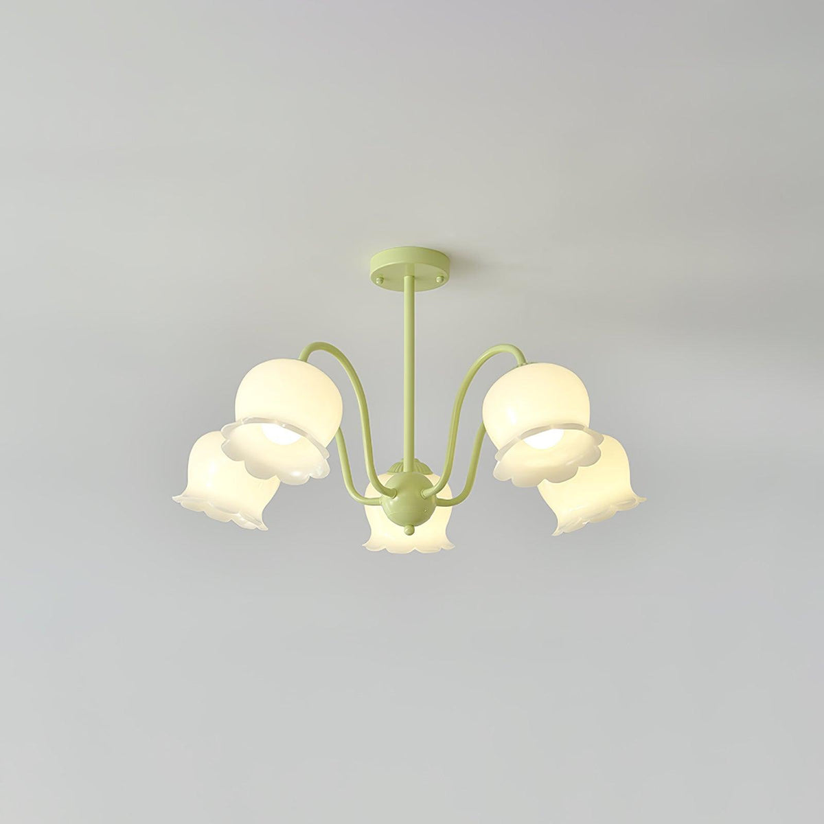 Candeeiro de teto floral Ibis Trumpet em vidro pastel