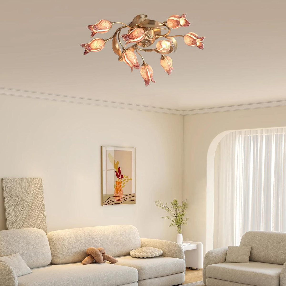 Vathaos Tulip Serenade loftslampe i glas