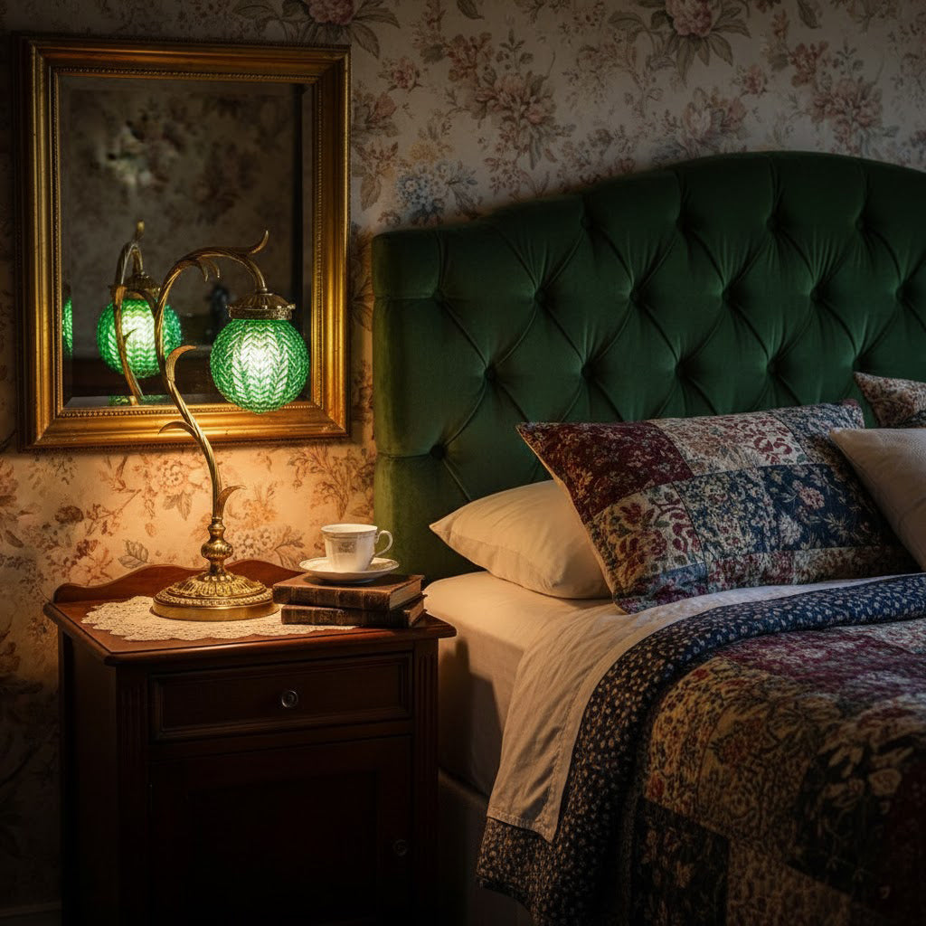 Smaragdgrøn Virelle-bordlampe