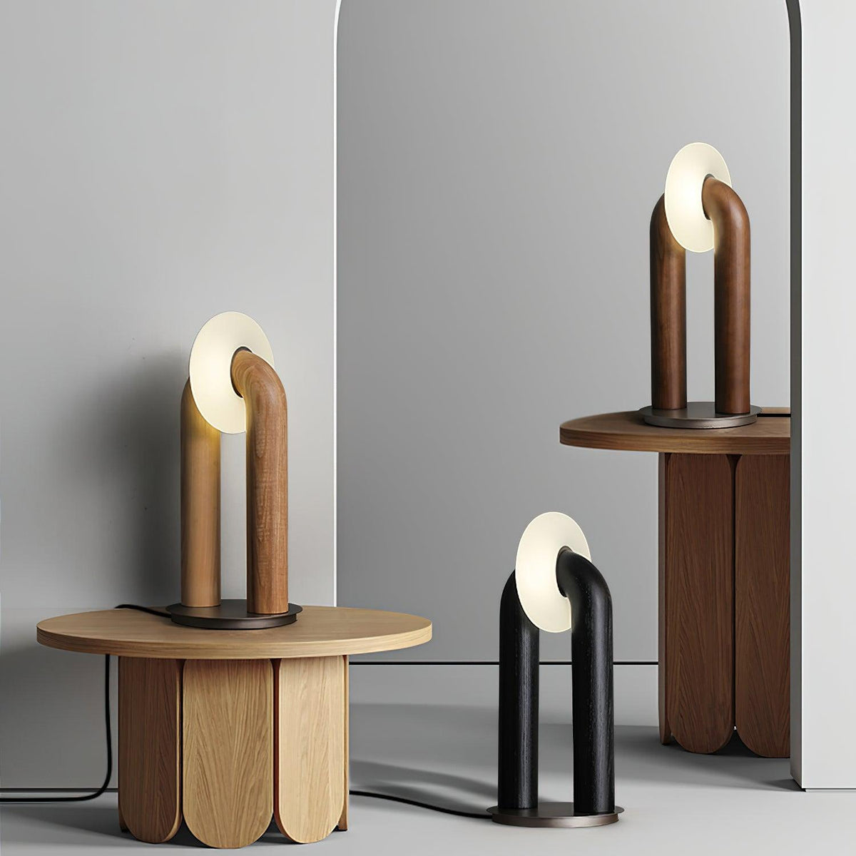Elvelelia vintage-bordlampe i træ