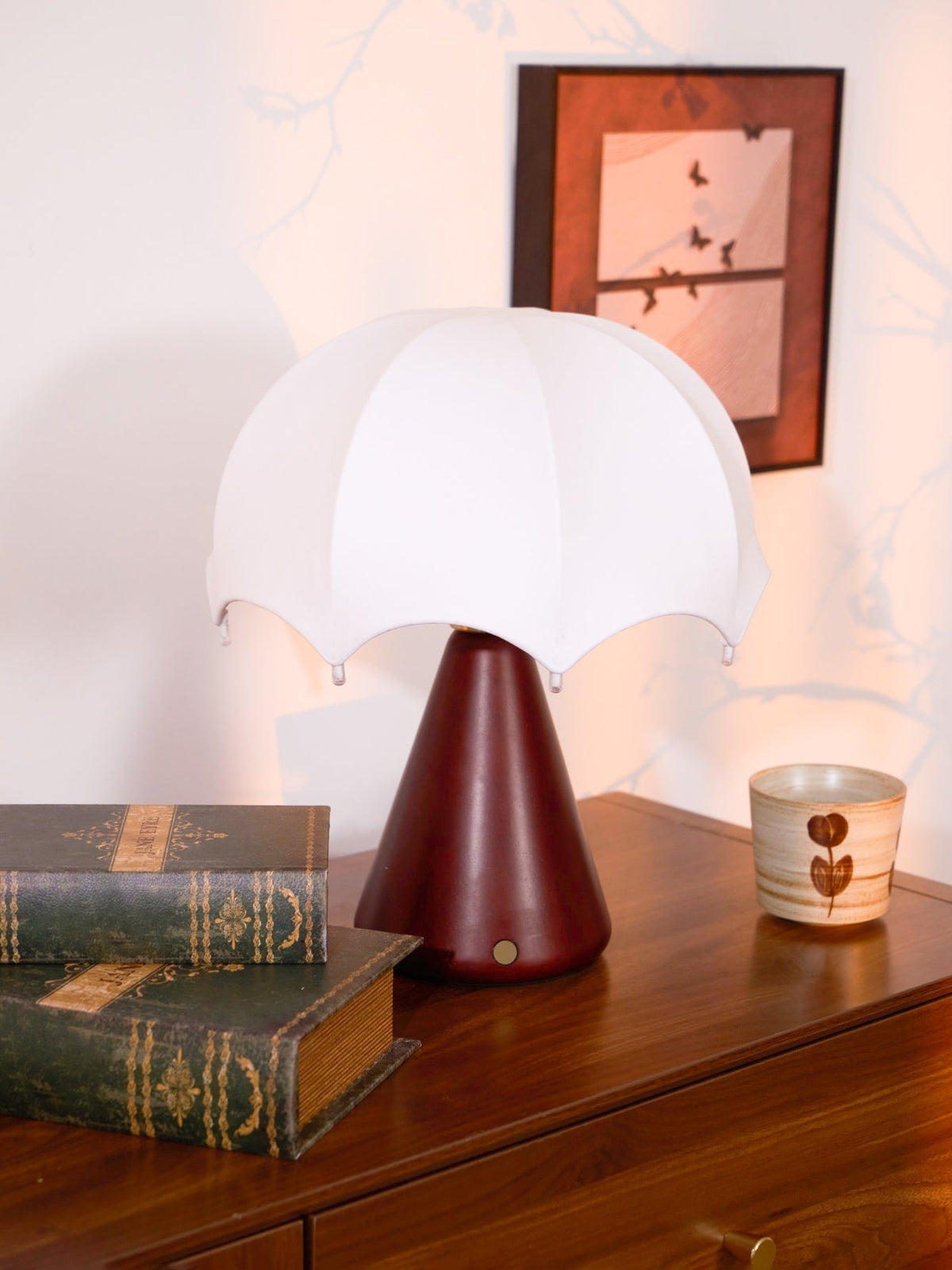 Parasol bordlampe i træ