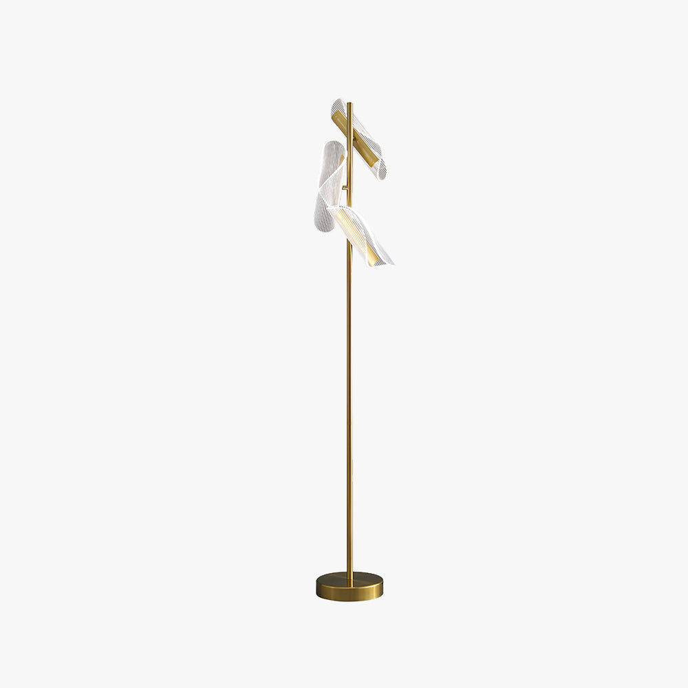 Salgado Floor Lamp Waves/3 Heads Modern, , Gold/White, Living Room
