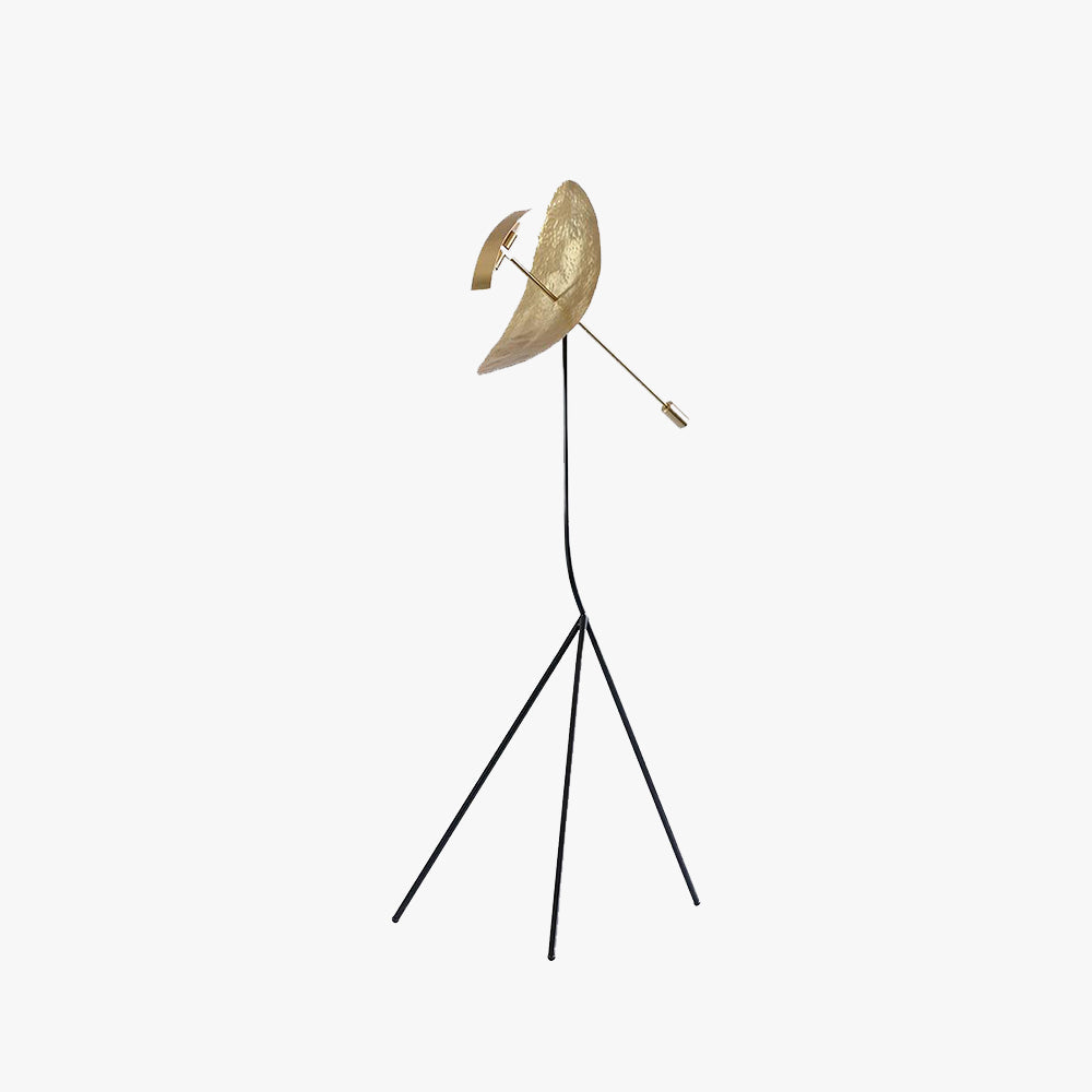 Salgado Floor Lamp Tripod Reflection Postmodern, Metal, Gold, Living Room