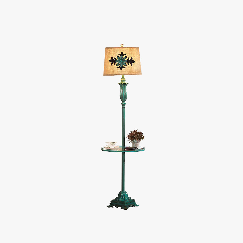 Eryn vintage gulvlampe med bord, metal/harpiks, grøn, stue