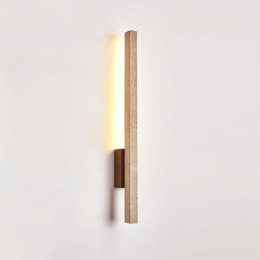 Candeeiro de parede Corvella, fino e linear, em travertino, minimalista