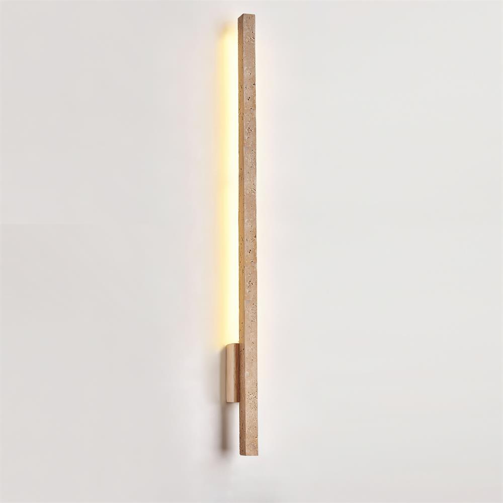 Candeeiro de parede Corvella, fino e linear, em travertino, minimalista