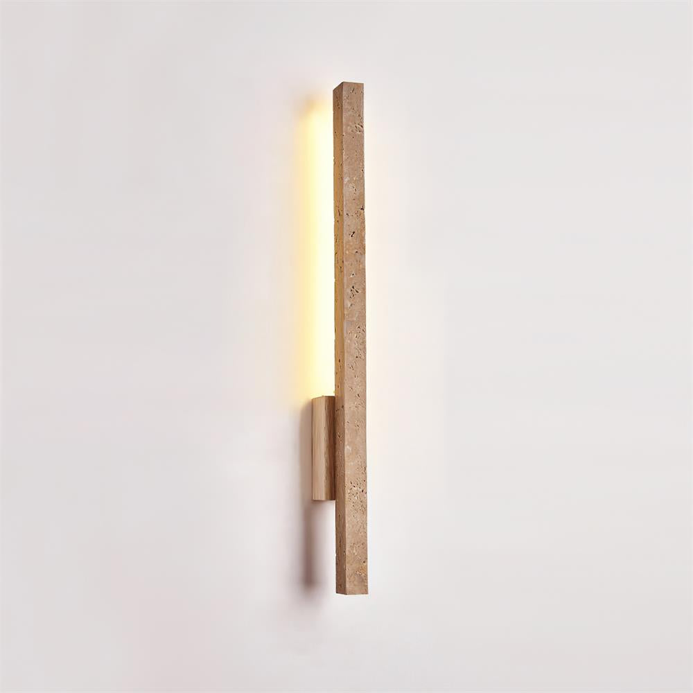 Candeeiro de parede Corvella, fino e linear, em travertino, minimalista