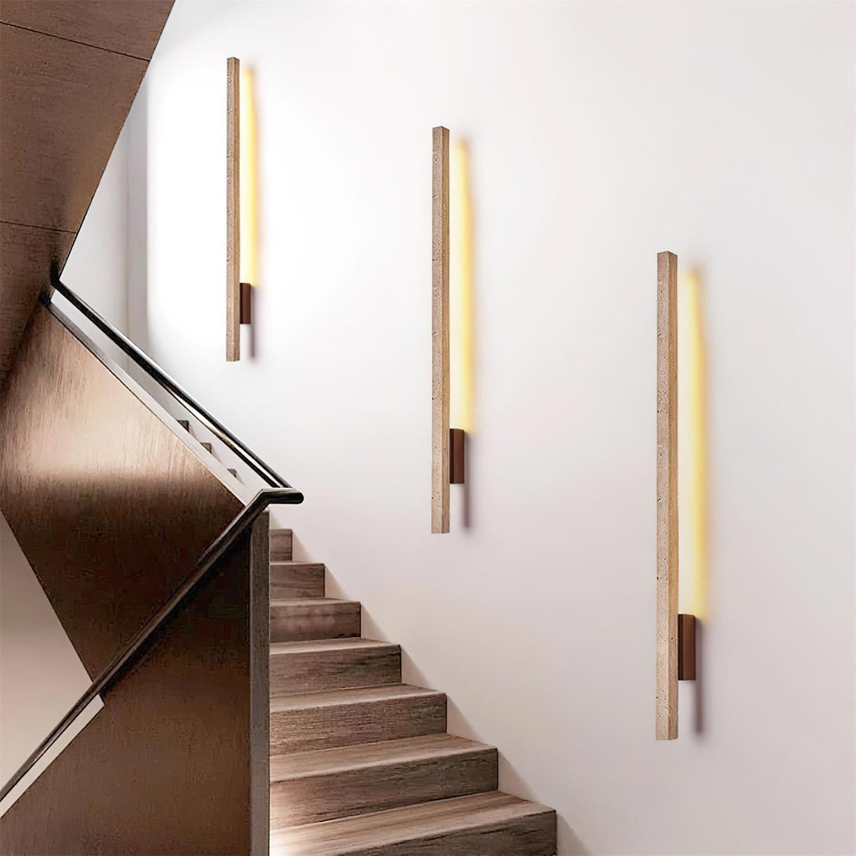 Candeeiro de parede Corvella, fino e linear, em travertino, minimalista