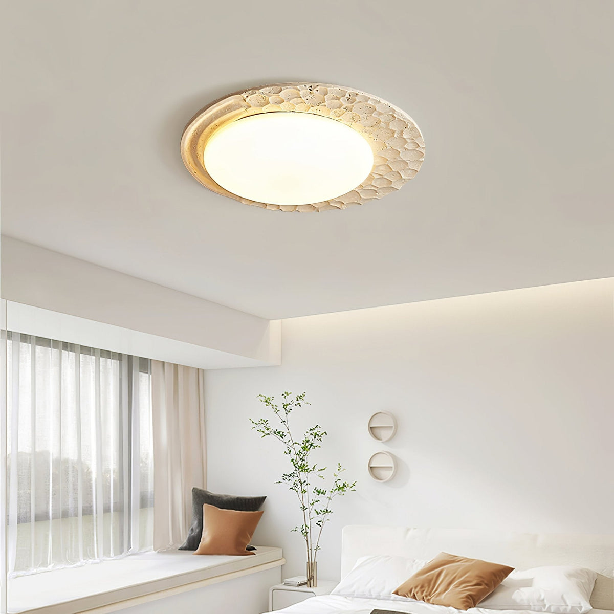 Ivsoris Tekstureret travertinloftlampe