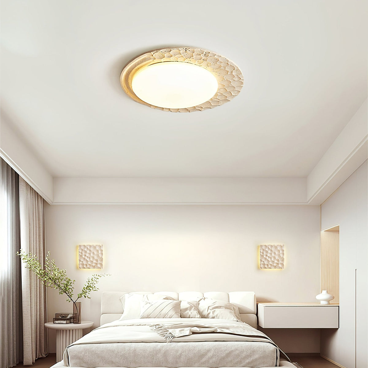 Ivsoris Tekstureret travertinloftlampe