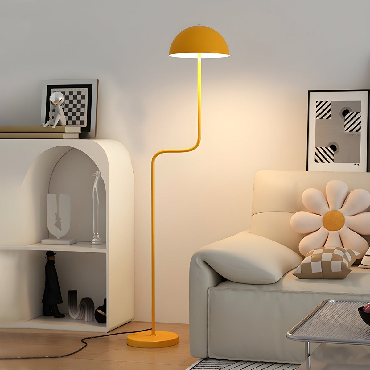 Candeeiro de pé minimalista em vidro