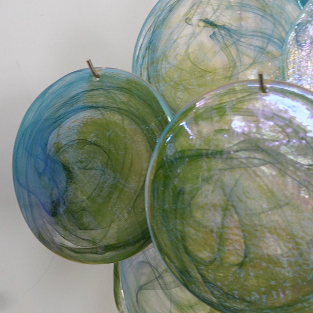 Lustre Velerora Nature com discos verdes em vidro Murano