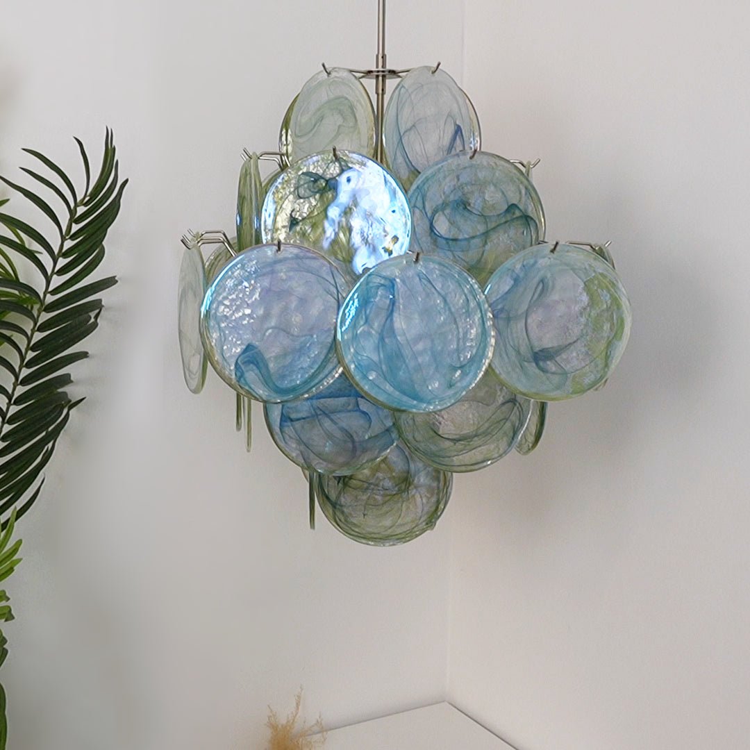 Lustre Velerora Nature com discos verdes em vidro Murano