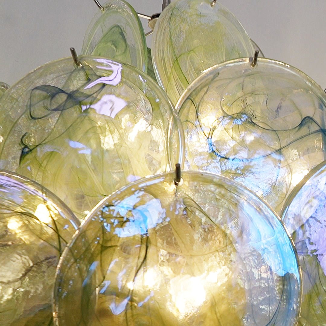 Lustre Velerora Nature com discos verdes em vidro Murano