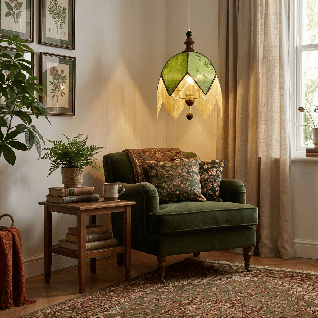Candeeiro suspenso com franjas Delphine Verdant
