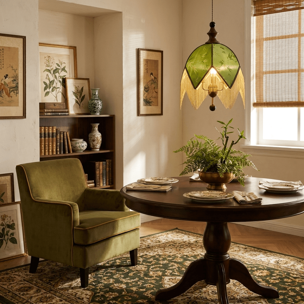Candeeiro suspenso com franjas Delphine Verdant